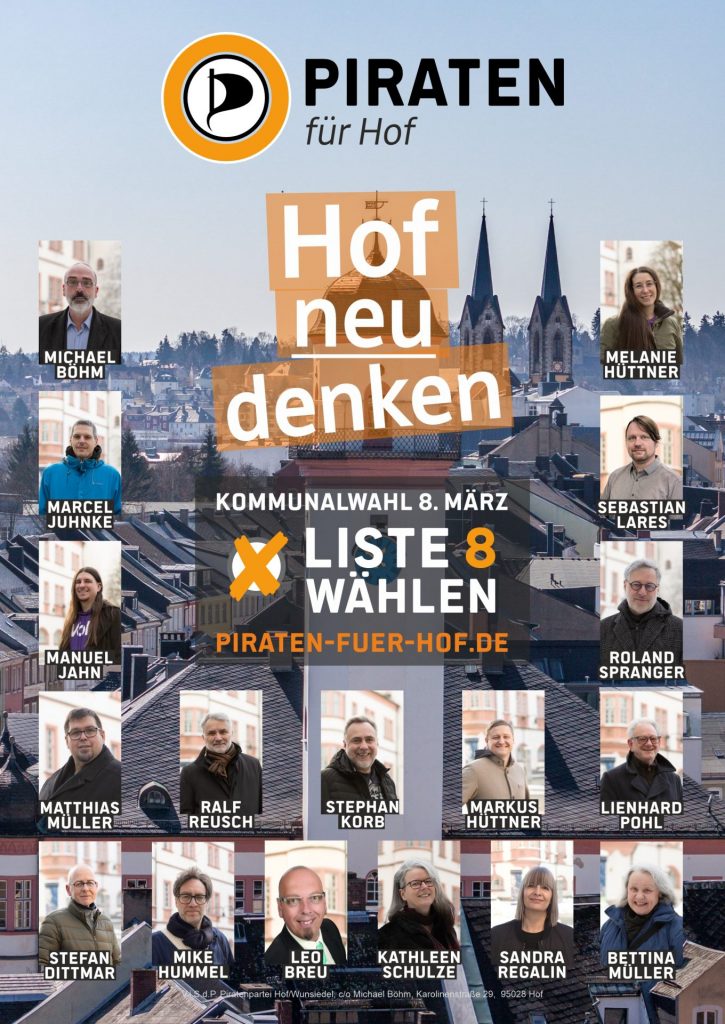 Kommunalwahl am 08.03.2026 - Liste 8 in den Hofer Stadtrat wählen!
